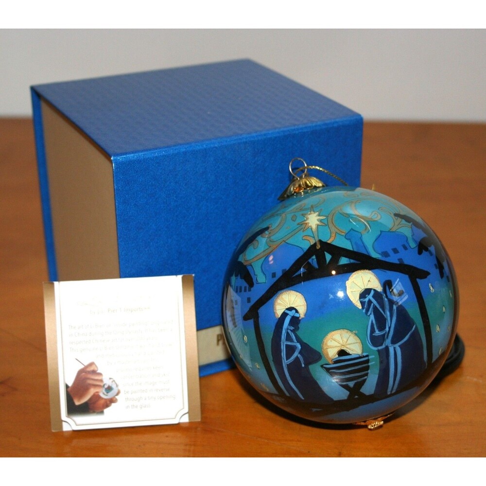 Pier 1 Glass Ornament 2017 Nativity Three Wise Men Li Bien (Inside Painting)